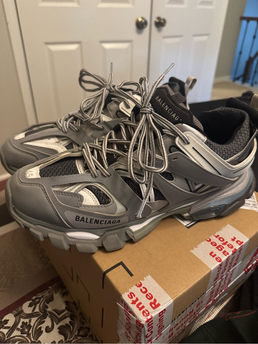Balenciaga Track Sneakers - Grey/Silver/Black Size 45